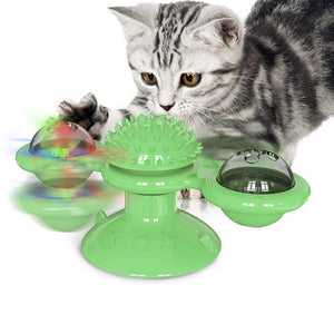 Windmill Cat Toy LED Turntable Teasing Pet Toy Interactive Whirling Puzzle Training Cat Scratching Tickle Kitten Play Game Toys - 200003701 green / United States Find Epic Store