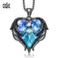 Original Design Angel Wings Embellished with Crystals from Swarovski Heart Shape Pendant Necklace Jewelry Valentine's Gift - 200000162 Purple Black / United States / 40cm Find Epic Store