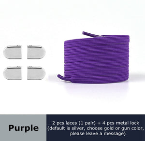 Metal lock Shoe Lace Elastic Flat Multi color options Easy to remove No tie shoelace Child adult Universal Lazy Shoelaces - 3221015 Purple / United States / 100cm Find Epic Store