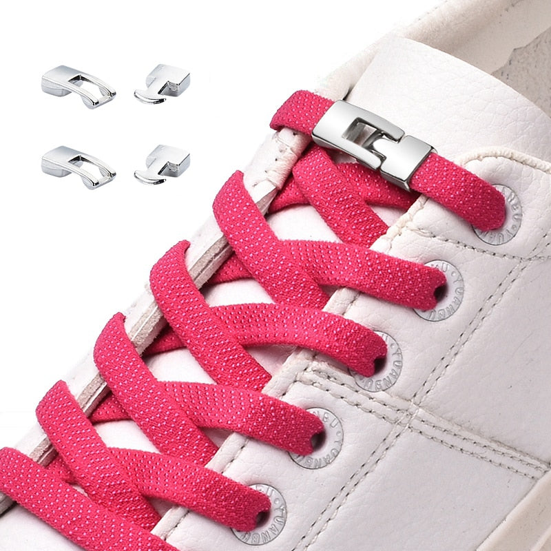 Cross Buckle Lock Elastic Shoelaces 1 Second Quick Quality Metal No Tie Shoelace Kids Adult Leisure Sneakers Flat Lazy Laces - 3221015 Find Epic Store