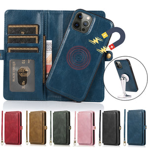 Red Wallet Case For iPhone 12 Pro Max Detachable Retro Leather Magnetic Flip Cover Case for iPhone 11 12 Pro Max X XR XS Max 8 7Plus - 380230 Find Epic Store