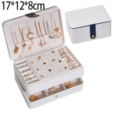 2021 Newly Jewelry Storage Box Large Capacity Portable Lock With Mirror Jewelry Storage Earrings Necklace Ring Jewelry Display - 200001479 United States / White 05 Find Epic Store