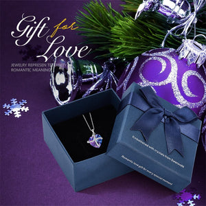 Fashion Jewelry Purple Crystal Heart Pendant Necklace with CZ Cross Women Love Gifts Collier ras du cou - 200000162 Purple in box / United States / 40cm Find Epic Store