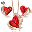 Zircon Angel Wings Necklace Earrings with AB Color Heart Crystals - 100007324 Red Gold / United States / 40cm Find Epic Store