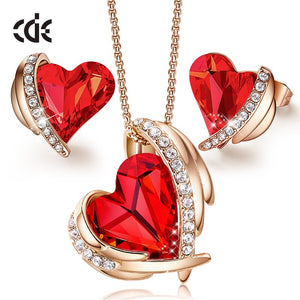 Women Party Dress Jewelry Accessories Heart Shape Pendant Necklace with Crystal from Swarovski Jewelry Set - 100007324 Red Gold / United States / 40cm Find Epic Store