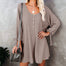 Knitted Button Long Sleeve O neck Solid Dress - Find Epic Store