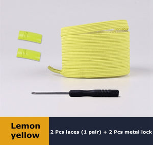 Elastic Shoelaces Metal lock Magnetic No Tie Shoelace Suitable for all shoes Child adult walking Sneakers Lazy Laces 1 Pair - 3221015 Lemon yellow / United States / 100cm Find Epic Store
