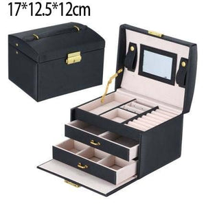 2021 New Double-Layer Velvet Jewelry Box European Jewelry Storage Box Large Space Jewelry Holder Gift Box - 200001479 United States / Black-3 Find Epic Store