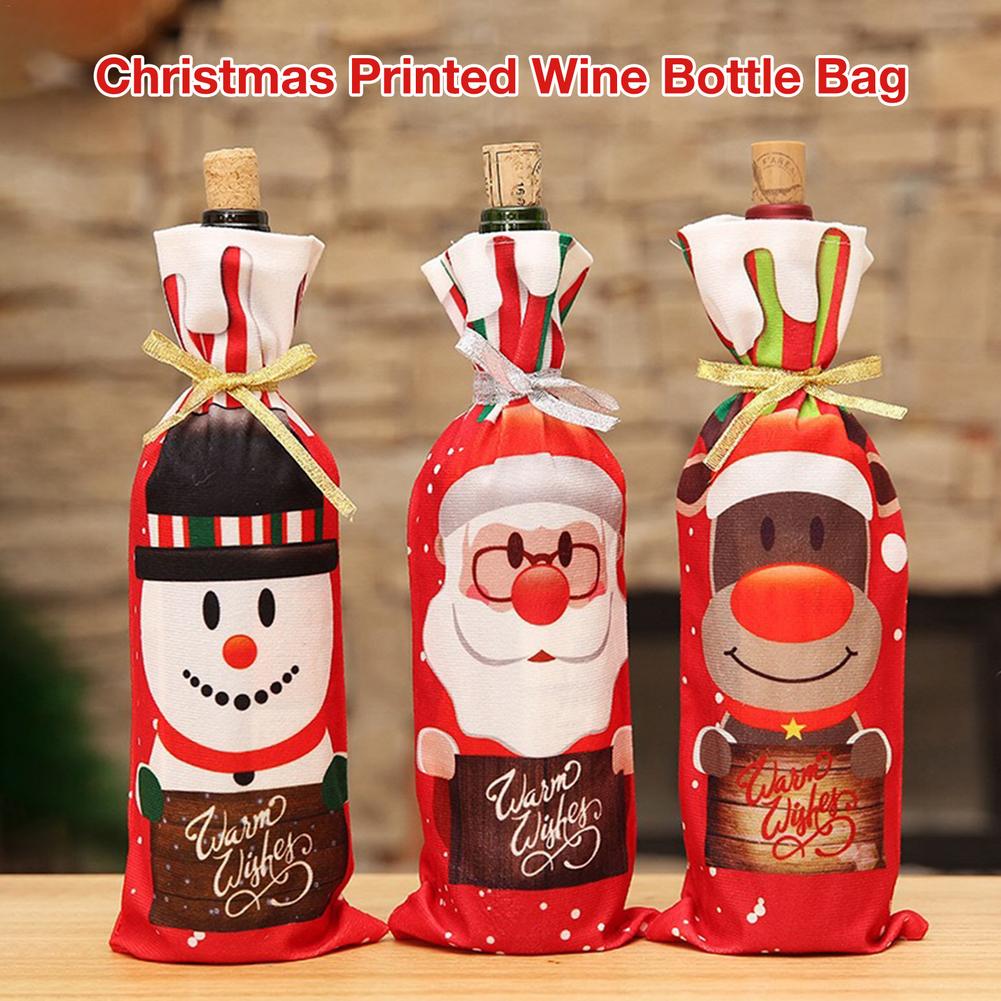 Wine Bottle Set Unique Christmas Print Party Decoration Supply Christmas Print Hotel Wine Champagne Bottle Bag For Home Decor - 0 Find Epic Store