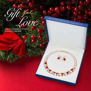 Wedding Jewelry Set with Heart Crystals and Pearls - 100007324 Light Siam in box / United States Find Epic Store