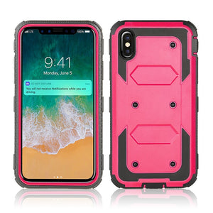 Heavy Duty Holster Belt Clip Shockproof Phone Case For iPhone 11 Pro Max XR X XS Max 360 Full Protective Screen Protector Cover - 380230 For iPhone X / RoseRed-No Belt Clip / United States Find Epic Store