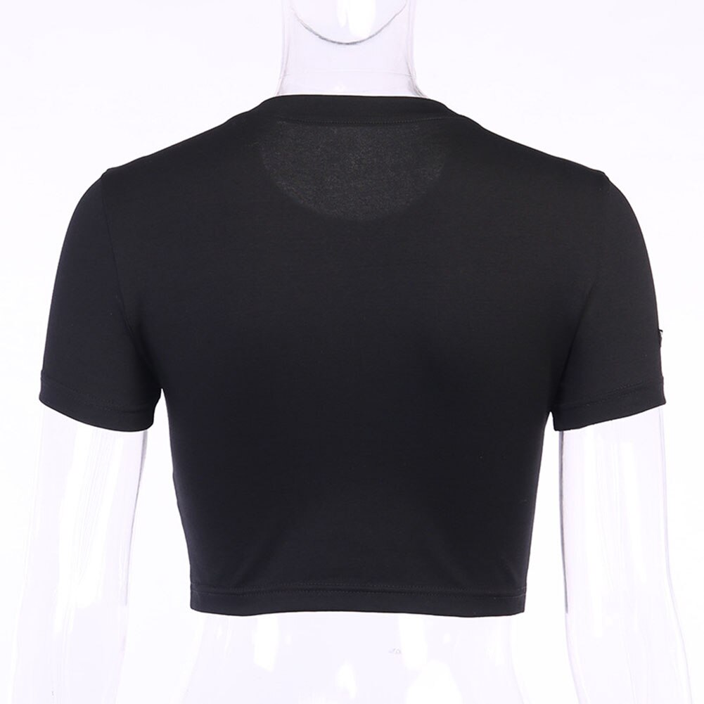 Casual O-Neck Women Solid Black Short Sleeve Tshirt - 200000791 Find Epic Store