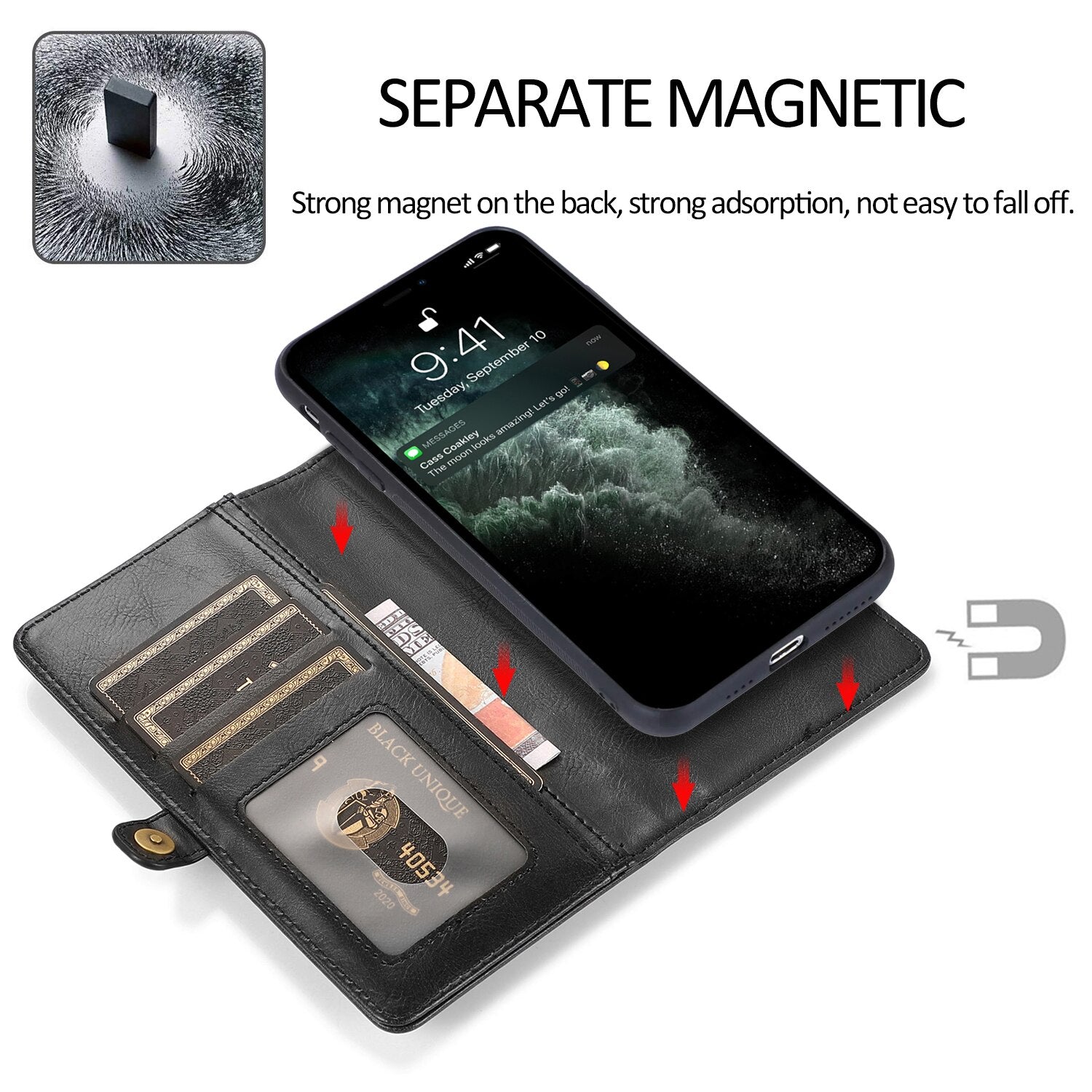 Red Wallet Case For iPhone 12 Pro Max Detachable Retro Leather Magnetic Flip Cover Case for iPhone 11 12 Pro Max X XR XS Max 8 7Plus - 380230 Find Epic Store