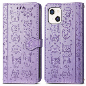 For iPhone 13 Mini, iPhone 13 Max(2021) Wallet Case , Cat Dog PU Leather Folio Flip Cover Credit Card Holder Protective Book Case - 380230 for iPhone 13 / Purple / United States Find Epic Store