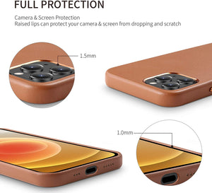 For iPhone 12 Pro Max case, Premium Real Leather Case Support Wireless Charging, Slim Non-Slip Grip Scratch Resistant Case Cover - 380230 Find Epic Store