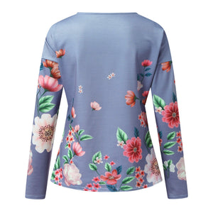 New V-neck Long Sleeve T-shirt Butterfly Flower Shirt - Find Epic Store