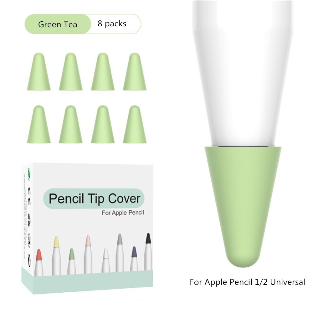 For Apple Pencil 8 pcs Silicone Replacement Tip Case for Apple Pencil 1 2 Touchscreen Stylus Pen Case Nib Protective Cover Skin - 200001095 Tea Green / United States Find Epic Store