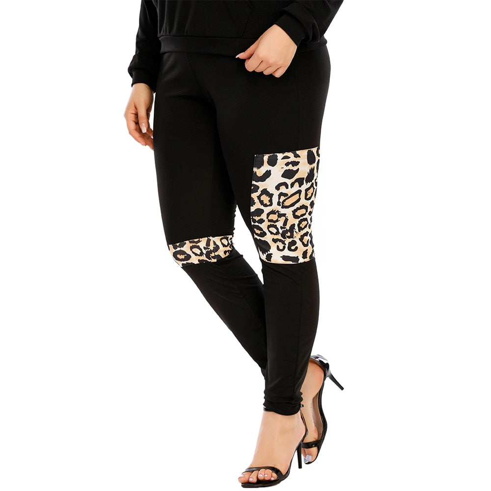 Matching Sets Plus Size Leopard Print Hoodies + Sweatpants Sexy Two Pieces Set - 201530602 Find Epic Store