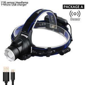Body Motion IR Sensor head light T6/V6 LED Headlamp zoomable headlight Inductive bright head lamp camping/fishing headlight - 39050301 A / T6 / United States Find Epic Store