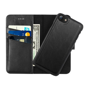 iPhone SE 2020 Case - Detachable Magnetic Removable Leather Wallet Case Flip Cover With Card Slot - 380230 Black Find Epic Store