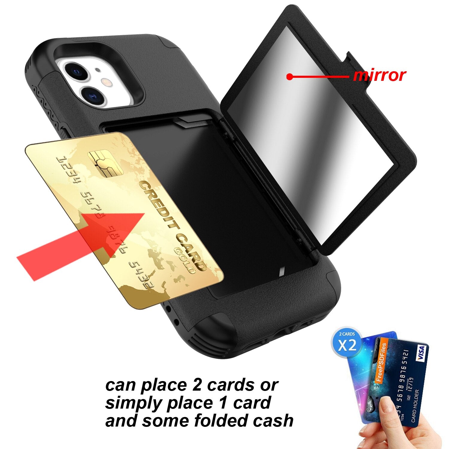 For iPhone 12 mini Pro Max Case With Wallet Card Hidden Credit Card Cover For iPhone 12 Pro Max with mirror Case for iPhone 12 - 380230 Find Epic Store