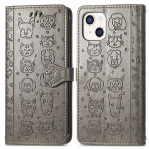 For iPhone 13 Mini, iPhone 13 Max(2021) Wallet Case , Cat Dog PU Leather Folio Flip Cover Credit Card Holder Protective Book Case - 380230 for iPhone 13 / gray / United States Find Epic Store