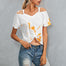 Tie Dye Fashion Pattern Short Twist Knot V-neck Off Shoulder T-shirt - 200000791 Find Epic Store