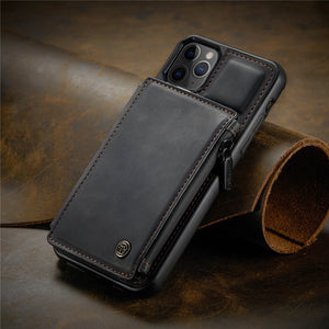 Black Leather Wallet Case for iPhone 12 Mini 12 11 Pro XS Max SE 2020 8 7 Plus Zipper Purse Wallet Cover With Card Slot Phone Cases - 380230 for iPhone 7 / Black / United States Find Epic Store