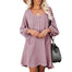 Knitted Button Long Sleeve O neck Solid Dress - Pink / S / United States Find Epic Store