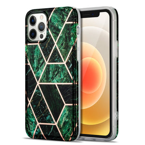 For iPhone 12 Pro Max Case Marble Slim Fit Bling Glitter Sparkle Bumper Foil Stripe Thin Cute Design Glossy Finish Soft TPU - 380230 for iPhone 12 / Green / United States Find Epic Store