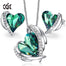 Heart Crystal Jewelry Set Wings Choker Necklace Stud Earrings - 100007324 Green / United States / 40cm Find Epic Store