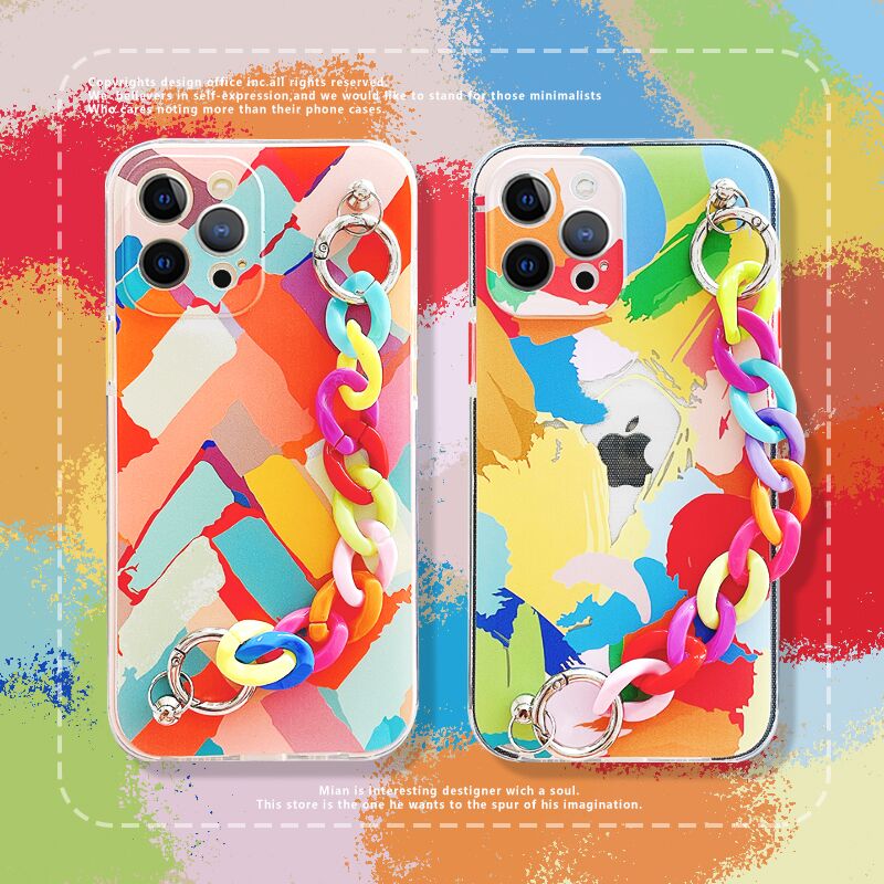 Graffiti Bracelet Phone Cases for iphone 12 11 Pro Max 12 Mini X XR XS Max 7 8 Plus SE 2020 Colorful Chain Soft Back Cover - 380230 Find Epic Store