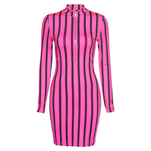 Women Long Sleeve Neon Color Fashion Dress - 200000347 Pink / S / United States Find Epic Store