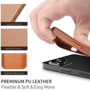 For iPhone 12 Pro Max case, Premium Real Leather Case Support Wireless Charging, Slim Non-Slip Grip Scratch Resistant Case Cover - 380230 Find Epic Store