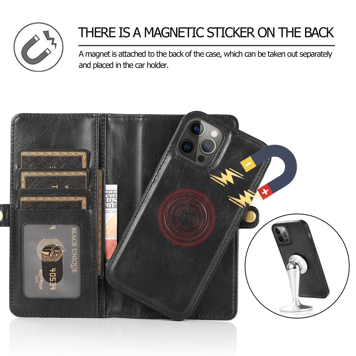 Red Wallet Case For iPhone 12 Pro Max Detachable Retro Leather Magnetic Flip Cover Case for iPhone 11 12 Pro Max X XR XS Max 8 7Plus - 380230 Find Epic Store