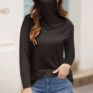 Loose Turtleneck Long Sleeve Solid Face Mask Tops - 200000791 Black / S / United States Find Epic Store