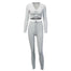 Women Two Pieces Set Knitted Crop Tops with Fitness Leggings Pants - 201530602 Gray / S / United States Find Epic Store