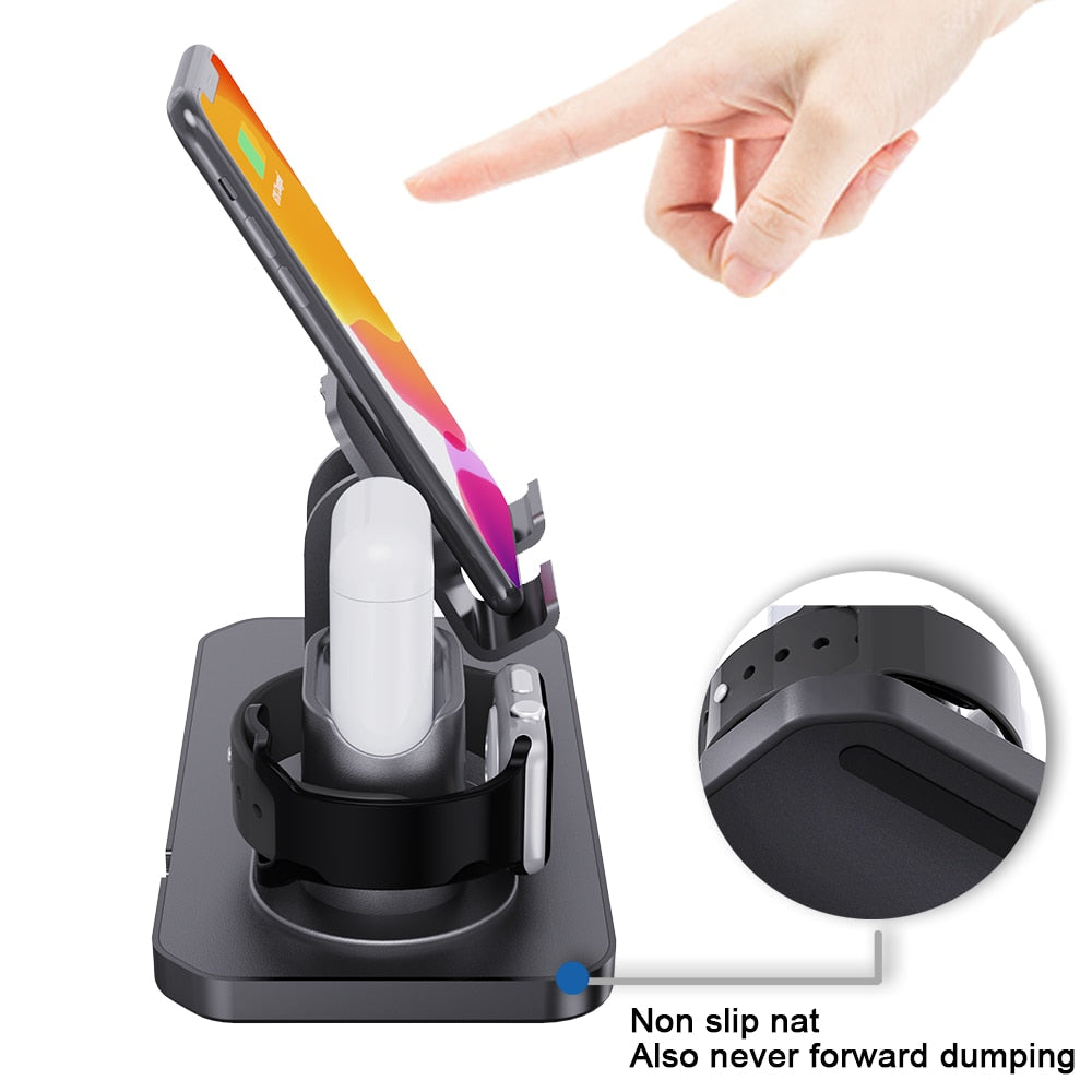 3 in 1 Charging Dock Holder For iPhone 11 12 Pro XR XS Max Silicone Charger Stand for Apple Watch AirPods Charging Station Docking - 5093004 Find Epic Store