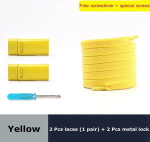 Highly Elastic Shoe Laces Flat Lock Color Shoe Accessories No Tie Shoelaces Magnetic Metal Suitable for All Shoes Lazy Shoelace - 3221015 Yellow / United States / 100cm Find Epic Store