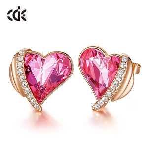 Women Gold Earrings Embellished with Crystals - 200000171 Pink Gold / United States Find Epic Store