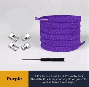 Cross Buckle Lock Elastic Shoelaces 1 Second Quick Quality Metal No Tie Shoelace Kids Adult Leisure Sneakers Flat Lazy Laces - 3221015 Purple / United States / 100cm Find Epic Store