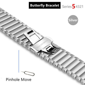 Link Bracelet for Apple Watch band 44mm 40mm iWatch 42mm 38mm Stainless Steel Gen.6th strap for Apple watch series 6 5 4 3 2 se - 200000127 United States / Butterfly Bracelet-S / For 38mm and 40mm Find Epic Store