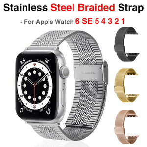 Stainless Steel Watch Band for Apple Watch band 6 SE 5 4 3 Metal Replacement Strap 38mm 40mm 42mm 44mm Braided Strap for iwatch - 200000127 Find Epic Store