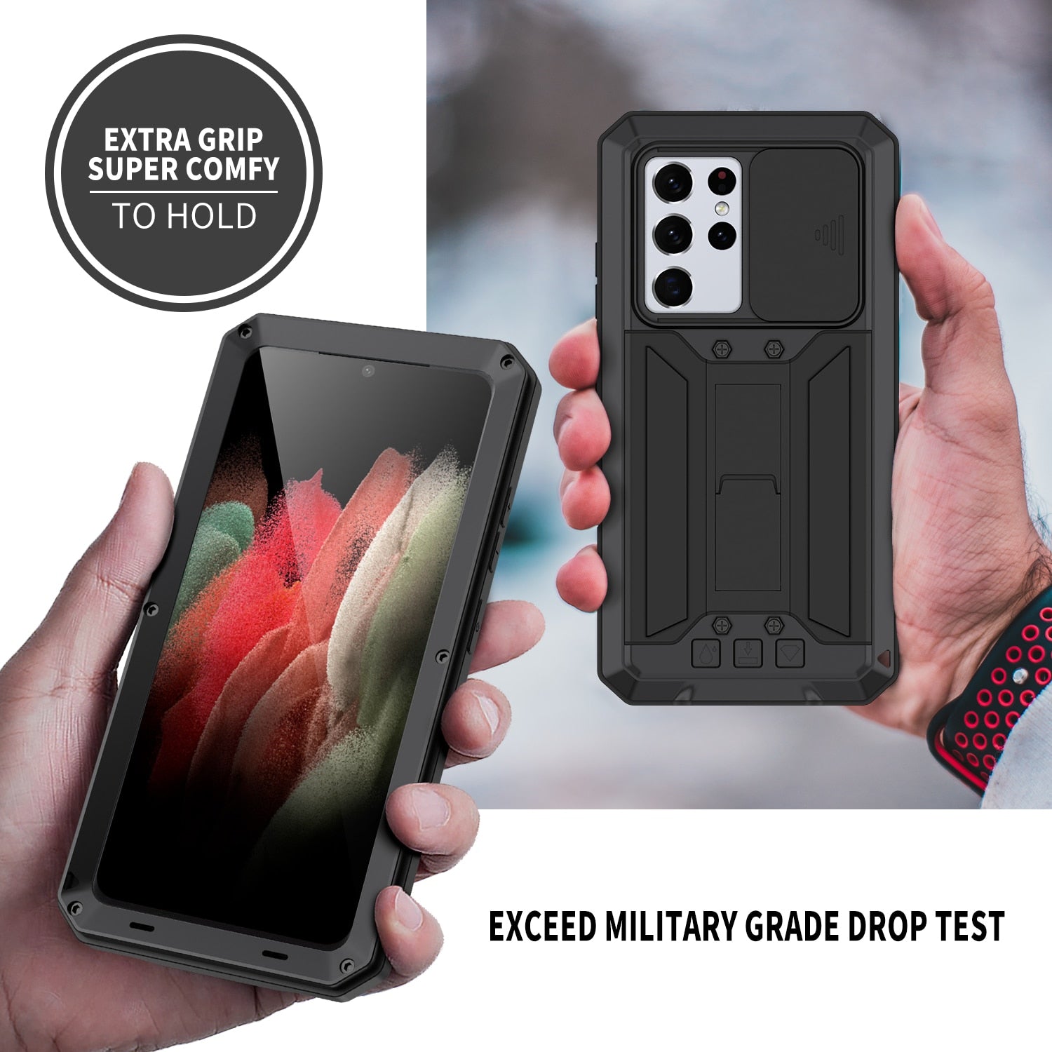 For Samsung Galaxy S21 Ultra 5G Case, Military Grade Full-Body Rugged with Built-in Kickstand Slide Camera Protective Cover Case - 380230 Find Epic Store
