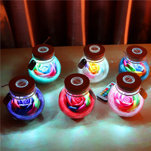 Colorful Rose Soap Wishing Bottle Eternal Flower Birthday Gift Packaging Box Home Décor LED Lamp Luminous Christmas Gift Valentines Gift Love You Gift - 0 Find Epic Store