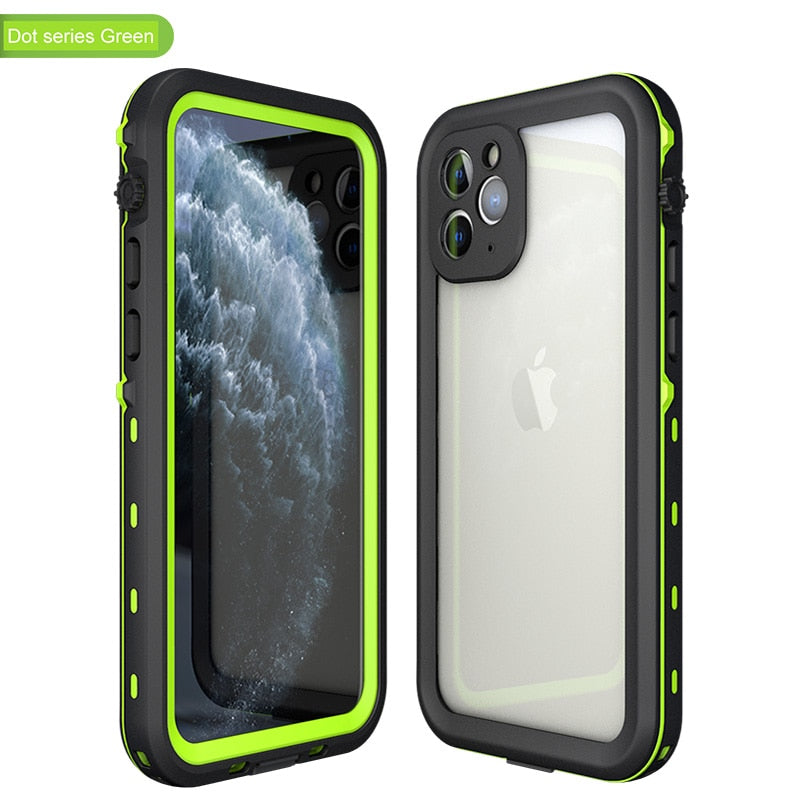 Green Color Case - For iPhone 11 X XR Xs Pro Max SE 2020 Case, 3M IP68 Waterproof Shockproof Outdoor Diving Case Cover For iPhone XS XR - 380230 for iPhone X / Green / United States|Only Case Find Epic Store