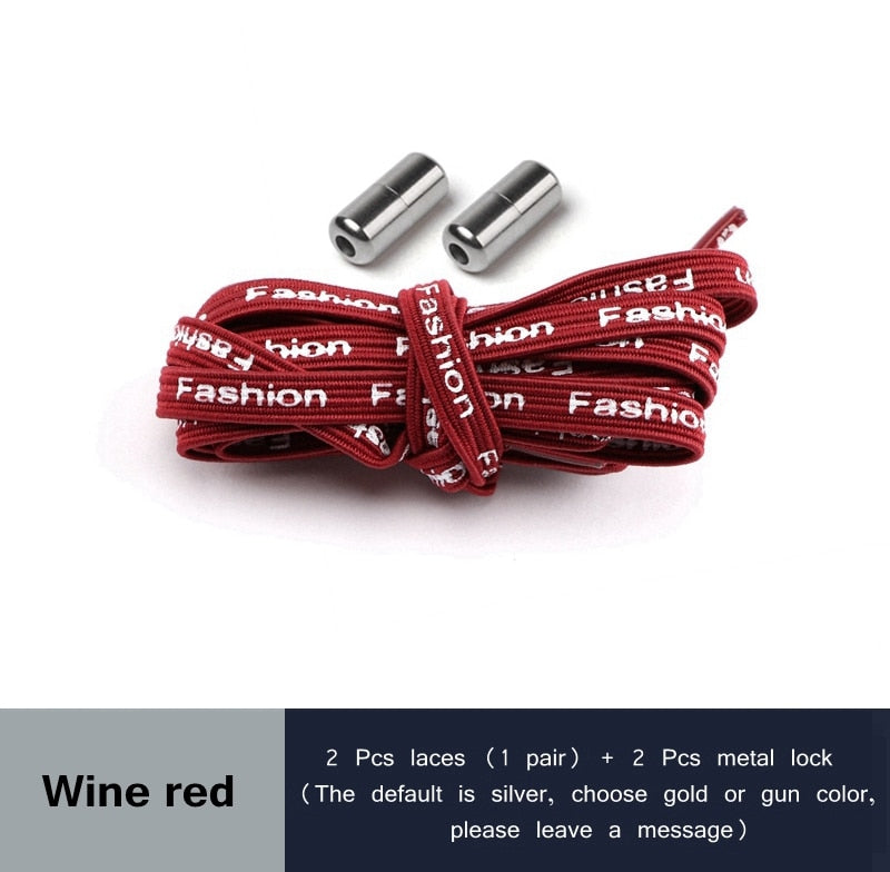24 Colors Elastic Shoelaces Capsule Metal Suitable for All Universal Lazy Lace Man and Woman Shoes Sneakers No Tie Shoelace - 3221015 Wine red / United States / 100cm Find Epic Store