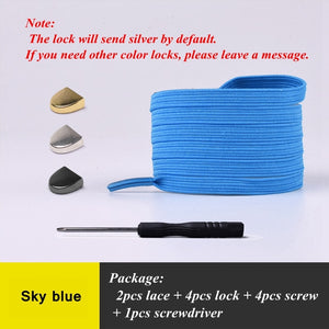 Elastic Shoelaces Flat Metal lock No Tie Shoe lace Kids And Adult Unisex Suitable for all kinds of shoes Sneakers Lazy laces - 3221015 Sky Blue / United States / 100cm Find Epic Store