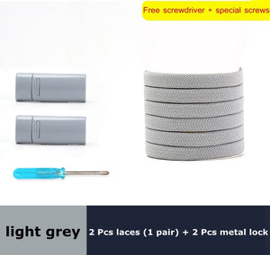 Highly Elastic Shoe Laces Flat Lock Color Shoe Accessories No Tie Shoelaces Magnetic Metal Suitable for All Shoes Lazy Shoelace - 3221015 Light grey / United States / 100cm Find Epic Store