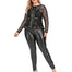3 Piece Set Long Sleeve Mesh Top PU Leather Pants Outfit - 201530602 Find Epic Store